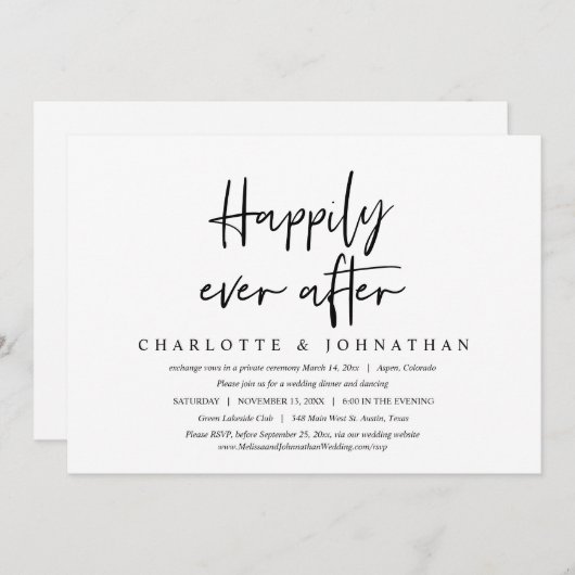 Gelukkig tot in de Eeuwigheid, Bruiloft Elopement  Kaart (Voorkant / Achterkant)