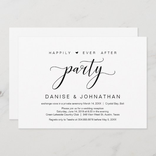 Gelukkig tot in de eeuwigheid elopement-feest, min kaart (Voorkant / Achterkant)