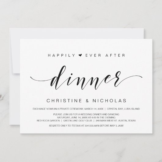 Gelukkig tot in de Eeuwigheid, Trouw Elopement Din Kaart (Voorkant)