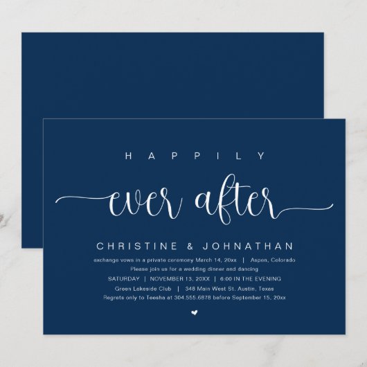 Gelukkig tot in de eeuwigheid, Trouw Elopement Fee Kaart (Voorkant / Achterkant)