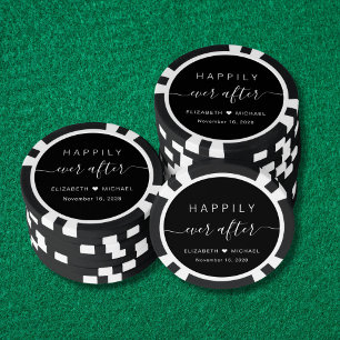 Gelukkig tot in de Eeuwigheid Zwart Wit Bruiloft Poker Chips
