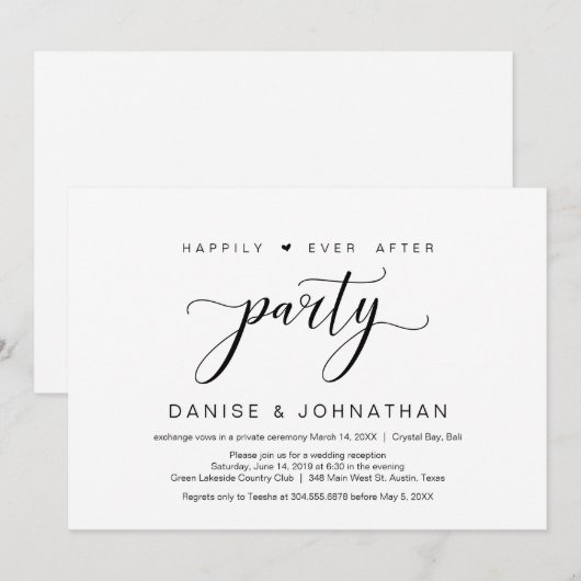 Gelukkig tot in lengte van dagen elopement party, kaart (Voorkant / Achterkant)