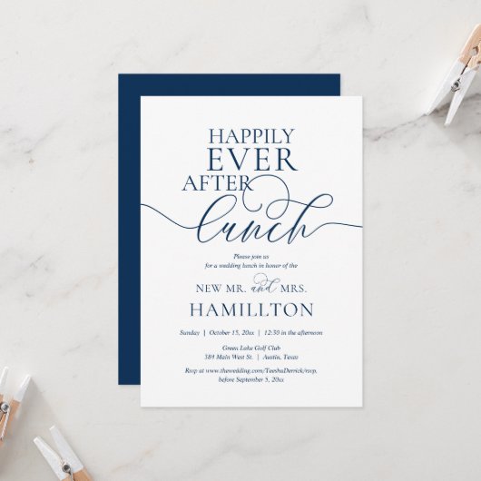 Gelukkig tot in lengte van dagen Lunch na het huwe Kaart (Voorkant / Achterkant in situ)