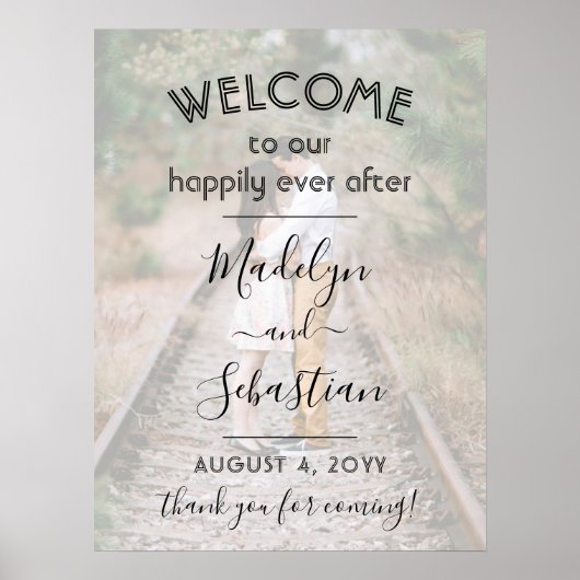 Gelukkig tot in lengte van dagen Trouw Welkom Foto Poster (Voorkant)