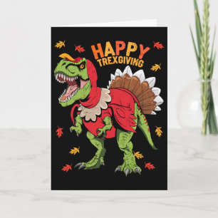 Gelukkig Trexgiving T Rex Dinosaur Kalkoen Thanksg Kaart