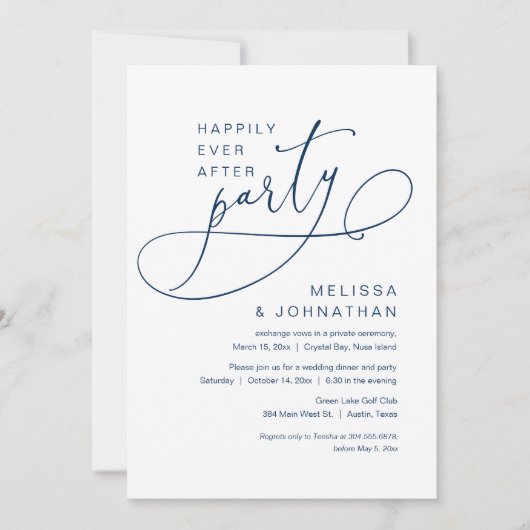 Gelukkig trouwen na de bruiloft Navy Kaart (Voorkant)