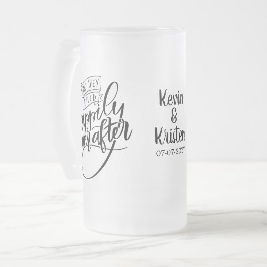 Gelukkig Trouwerij Huwelijk Matglas Bierpul (Voorkant links)