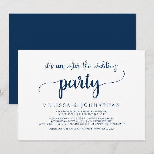 Gelukkig Trouwfeest Bruiloft Elopement Uitnodiging (Voorkant / Achterkant)