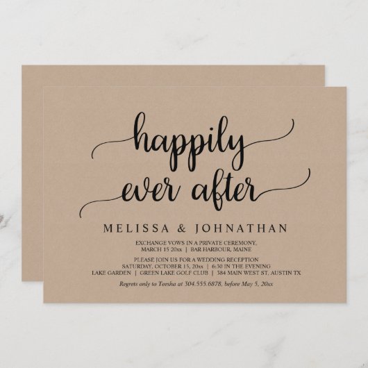 Gelukkig trouwfeest met ontvluchte bruiloft uitnod kaart (Voorkant / Achterkant)