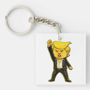 Gelukkig Trump Revers Speld Vecht Vecht Chibi Cart Sleutelhanger