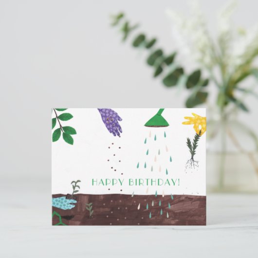 Gelukkig Tuin Seizoen | Tuinier Gelukkige Verjaard Briefkaart (Staand voorkant)