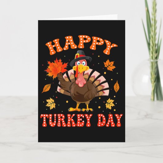 Gelukkig Turkey Day T-shirt voor vrouwen Gelukkig  Kaart (Voorkant)