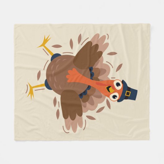 Gelukkig Turkije Fleece Deken (Voorkant (Horizontaal))