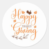 Gelukkig Turkije Happy Thanksgiving Ronde Sticker (Voorkant)