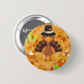 gelukkig turkije met dank ronde button 5,7 cm (Voorkant /achterkant)