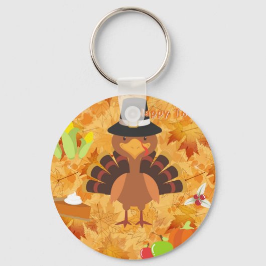 gelukkig turkije met dank sleutelhanger (Voorkant)