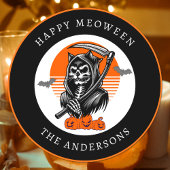 Gelukkig tussendoor Spooky Grim Reaper Cat Hallowe Ronde Sticker