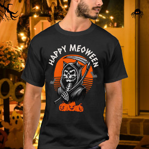 Gelukkig tussendoor Spooky Grim Reaper Cat Hallowe T-shirt