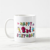 Gelukkig tweede verjaardag. 2 jaar per dag. koffiemok (Links)