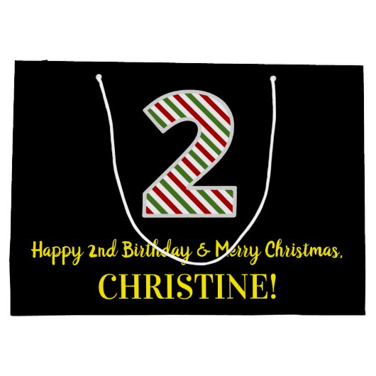 Gelukkig tweede verjaardag en vrolijk kerstfeest,  groot cadeauzakje (Achterkant)