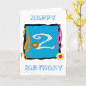 Gelukkig tweede verjaardag kaart (Gele Bloem)