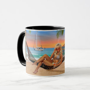 Gelukkig Uur op het Strand Mok