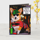 Gelukkig Vaderdag Corgi Kaart (Gele Bloem)
