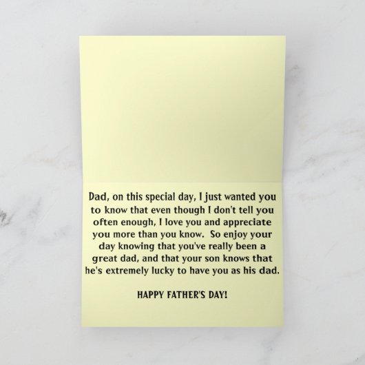 GELUKKIG VADERDAG, DAD van uw zoon Kaart (Binnen)