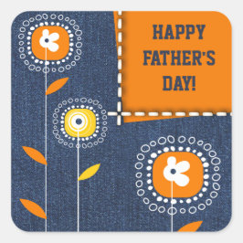 Gelukkig Vaderdag. Denim Pattern Vierkante Sticker