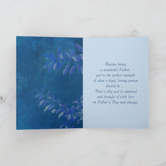 Gelukkig Vaderdag. Elegant Blue Leaf Pattern Kaart (Binnen)