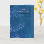 Gelukkig Vaderdag. Elegant Blue Leaf Pattern Kaart (Gele Bloem)