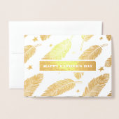 Gelukkig Vaderdag. Elegant Veer Patroon Folie Kaarten (Voorkant met envelop)