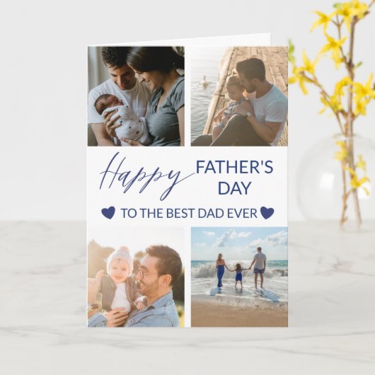 Gelukkig Vaderdag Fotocollage Beste Papa Kaart (Gele Bloem)