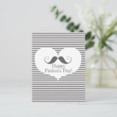 Gelukkig Vaderdag! Fun Mustache & Gray Stripes Briefkaart (Staand voorkant)