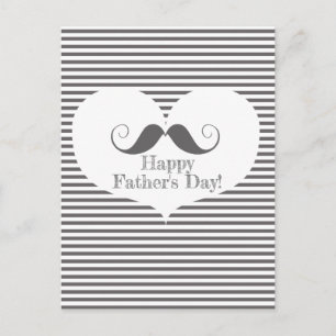 Gelukkig Vaderdag! Fun Mustache & Gray Stripes Briefkaart