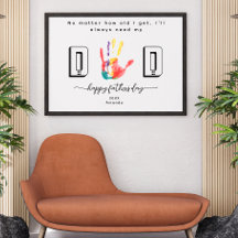 Gelukkig Vaderdag Handafdruk bloem Kunst Poster