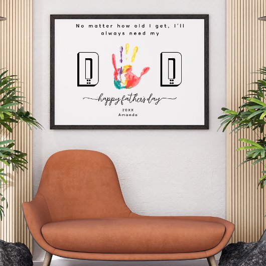 Gelukkig Vaderdag Handafdruk bloem Kunst Poster
