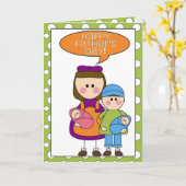 gelukkig vaderdag (jongen/meisje/tweelingen) kaart (Gele Bloem)