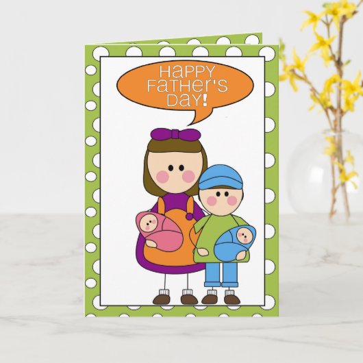 gelukkig vaderdag (jongen/meisje/tweelingen) kaart (Gele Bloem)