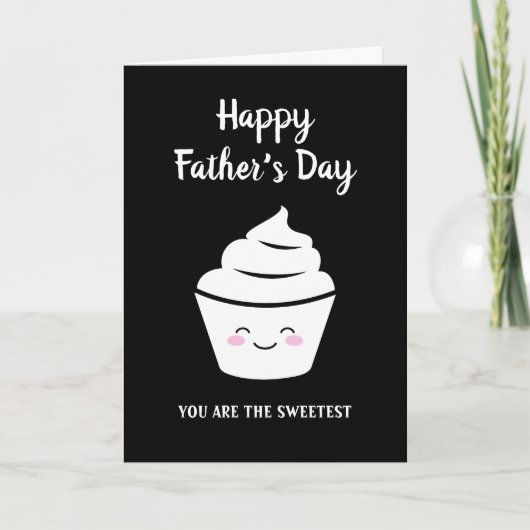 Gelukkig Vaderdag kaart met leuke kawaii cupcake (Voorkant)