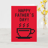 Gelukkig Vaderdag kaart met pixel art koffiekop (Gele Bloem)
