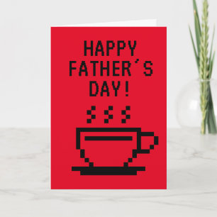 Gelukkig Vaderdag kaart met pixel art koffiekop
