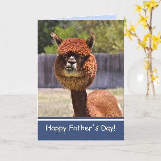 Gelukkig Vaderdag met grappige Alpaca! Kaart (Gele Bloem)