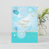 Gelukkig Vaderdag! Moderne blauwe kleur Bedankkaart (Staand voorkant)