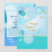 Gelukkig Vaderdag! Moderne blauwe kleur Bedankkaart (Voorkant / Achterkant)