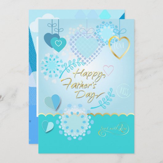 Gelukkig Vaderdag! Moderne blauwe kleur Bedankkaart (Voorkant / Achterkant)