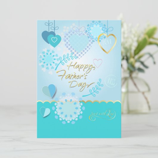 Gelukkig Vaderdag! Moderne blauwe kleur Feestdagenkaart (Staand voorkant)