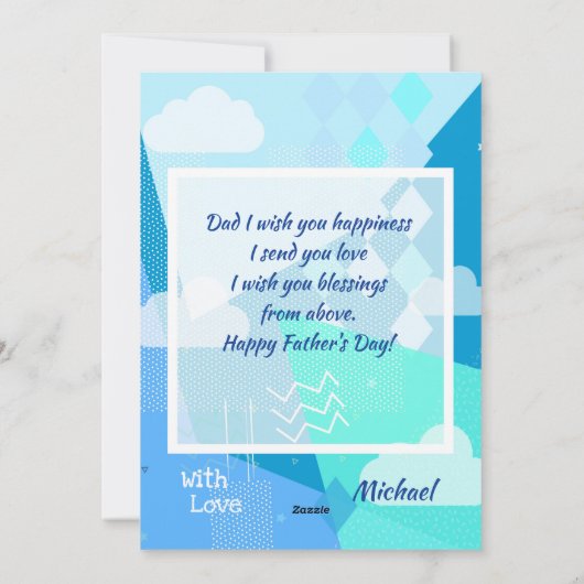 Gelukkig Vaderdag! Moderne blauwe kleur Feestdagenkaart (Achterkant)