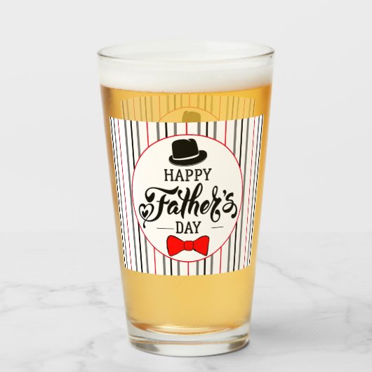 Gelukkig Vaderdag Pet en Stropdas Glas (Voorkant gevuld)