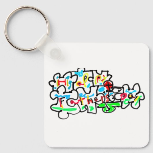 Gelukkig Vaderdag Puzzel kunst Sleutelhanger (Voorkant)
